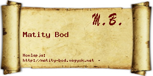 Matity Bod névjegykártya
